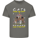Cats Make Me Happy Funny Christmas Kids T-Shirt Childrens Charcoal