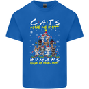 Cats Make Me Happy Funny Christmas Kids T-Shirt Childrens Royal Blue