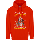 Cats Make Me Happy Funny Christmas Mens 80% Cotton Hoodie Bright Red
