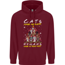 Cats Make Me Happy Funny Christmas Mens 80% Cotton Hoodie Maroon