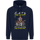 Cats Make Me Happy Funny Christmas Mens 80% Cotton Hoodie Navy Blue