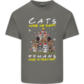 Cats Make Me Happy Funny Christmas Mens Cotton T-Shirt Tee Top Charcoal