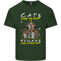 Cats Make Me Happy Funny Christmas Mens Cotton T-Shirt Tee Top Forest Green