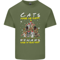 Cats Make Me Happy Funny Christmas Mens Cotton T-Shirt Tee Top Military Green