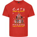 Cats Make Me Happy Funny Christmas Mens Cotton T-Shirt Tee Top Red