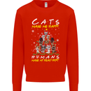Cats Make Me Happy Funny Christmas Mens Sweatshirt Jumper Bright Red