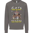 Cats Make Me Happy Funny Christmas Mens Sweatshirt Jumper Charcoal
