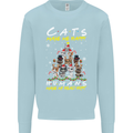 Cats Make Me Happy Funny Christmas Mens Sweatshirt Jumper Light Blue