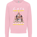 Cats Make Me Happy Funny Christmas Mens Sweatshirt Jumper Light Pink