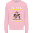 Cats Make Me Happy Funny Christmas Mens Sweatshirt Jumper Light Pink