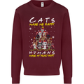 Cats Make Me Happy Funny Christmas Mens Sweatshirt Jumper Maroon