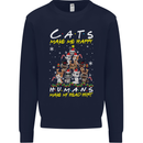 Cats Make Me Happy Funny Christmas Mens Sweatshirt Jumper Navy Blue