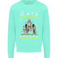 Cats Make Me Happy Funny Christmas Mens Sweatshirt Jumper Peppermint