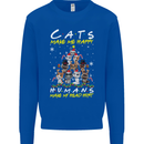 Cats Make Me Happy Funny Christmas Mens Sweatshirt Jumper Royal Blue