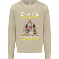 Cats Make Me Happy Funny Christmas Mens Sweatshirt Jumper Sand