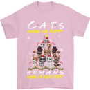 Cats Make Me Happy Funny Christmas Mens T-Shirt Cotton Gildan Light Pink