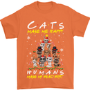 Cats Make Me Happy Funny Christmas Mens T-Shirt Cotton Gildan Orange