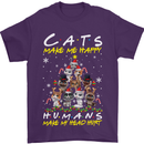 Cats Make Me Happy Funny Christmas Mens T-Shirt Cotton Gildan Purple