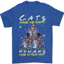 Cats Make Me Happy Funny Christmas Mens T-Shirt Cotton Gildan Royal Blue