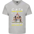 Cats Make Me Happy Funny Christmas Mens V-Neck Cotton T-Shirt Sports Grey