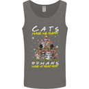 Cats Make Me Happy Funny Christmas Mens Vest Tank Top Charcoal