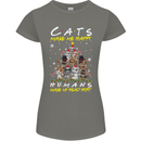 Cats Make Me Happy Funny Christmas Womens Petite Cut T-Shirt Charcoal