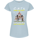 Cats Make Me Happy Funny Christmas Womens Petite Cut T-Shirt Light Blue