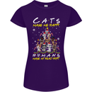 Cats Make Me Happy Funny Christmas Womens Petite Cut T-Shirt Purple
