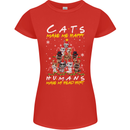 Cats Make Me Happy Funny Christmas Womens Petite Cut T-Shirt Red