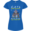 Cats Make Me Happy Funny Christmas Womens Petite Cut T-Shirt Royal Blue