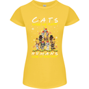 Cats Make Me Happy Funny Christmas Womens Petite Cut T-Shirt Yellow