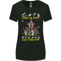 Cats Make Me Happy Funny Christmas Womens Wider Cut T-Shirt Black
