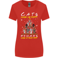 Cats Make Me Happy Funny Christmas Womens Wider Cut T-Shirt Red