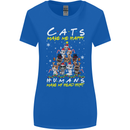 Cats Make Me Happy Funny Christmas Womens Wider Cut T-Shirt Royal Blue