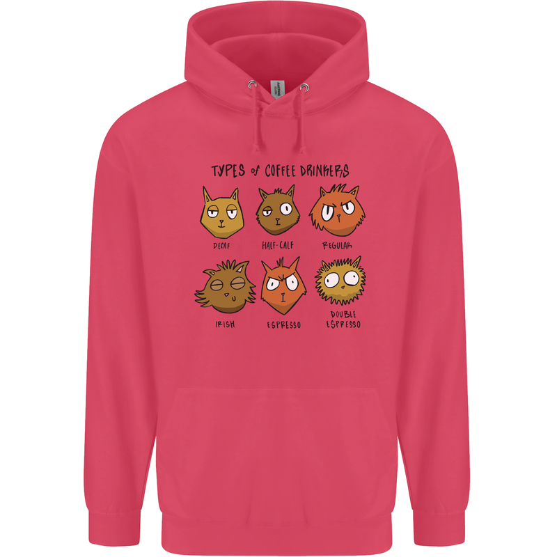 Cats Types of Coffee Drinkers Childrens Kids Hoodie Heliconia