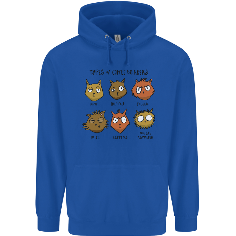 Cats Types of Coffee Drinkers Childrens Kids Hoodie Royal Blue