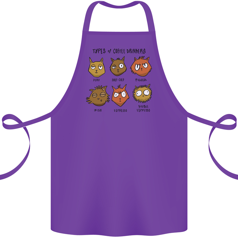 Cats Types of Coffee Drinkers Cotton Apron 100% Organic Purple