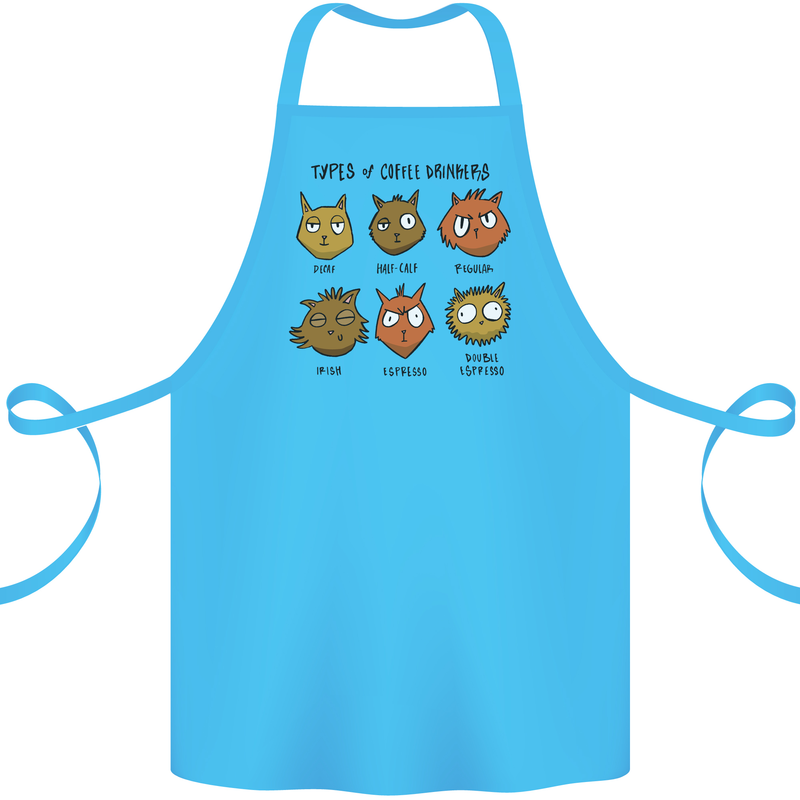 Cats Types of Coffee Drinkers Cotton Apron 100% Organic Turquoise
