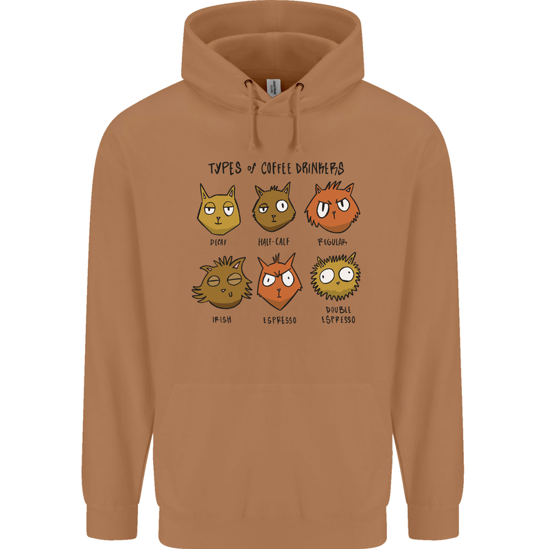 Cats Types of Coffee Drinkers Mens 80% Cotton Hoodie Caramel Latte