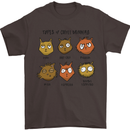 Cats Types of Coffee Drinkers Mens T-Shirt Cotton Gildan Dark Chocolate