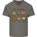 Cats Types of Coffee Drinkers Mens V-Neck Cotton T-Shirt Charcoal