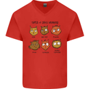Cats Types of Coffee Drinkers Mens V-Neck Cotton T-Shirt Red