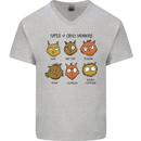 Cats Types of Coffee Drinkers Mens V-Neck Cotton T-Shirt Sports Grey