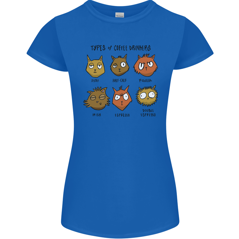Cats Types of Coffee Drinkers Womens Petite Cut T-Shirt Royal Blue