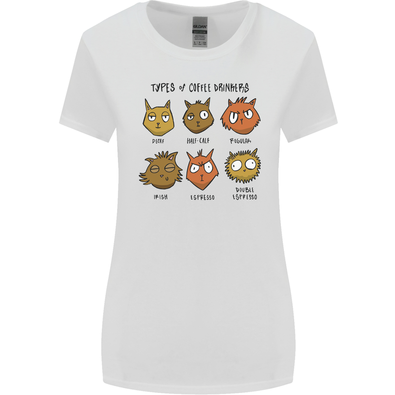 Cats Types of Coffee Drinkers Womens Wider Cut T-Shirt White