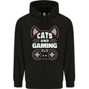 Cats and Gaming Funny Gamer Childrens Kids Hoodie Black