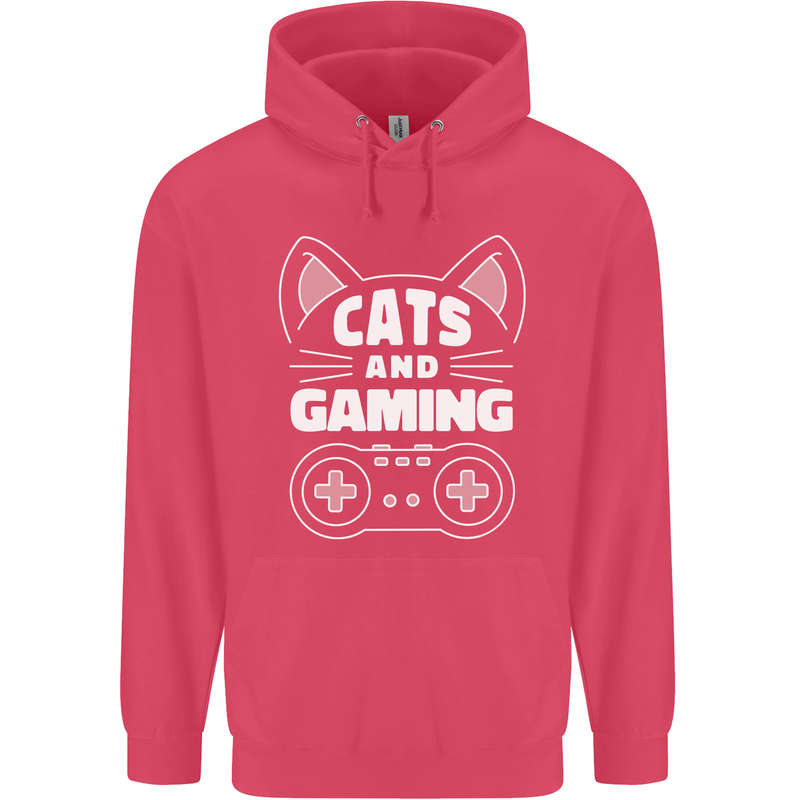 Cats and Gaming Funny Gamer Childrens Kids Hoodie Heliconia