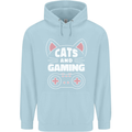 Cats and Gaming Funny Gamer Childrens Kids Hoodie Light Blue
