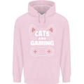 Cats and Gaming Funny Gamer Childrens Kids Hoodie Light Pink