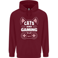 Cats and Gaming Funny Gamer Childrens Kids Hoodie Maroon